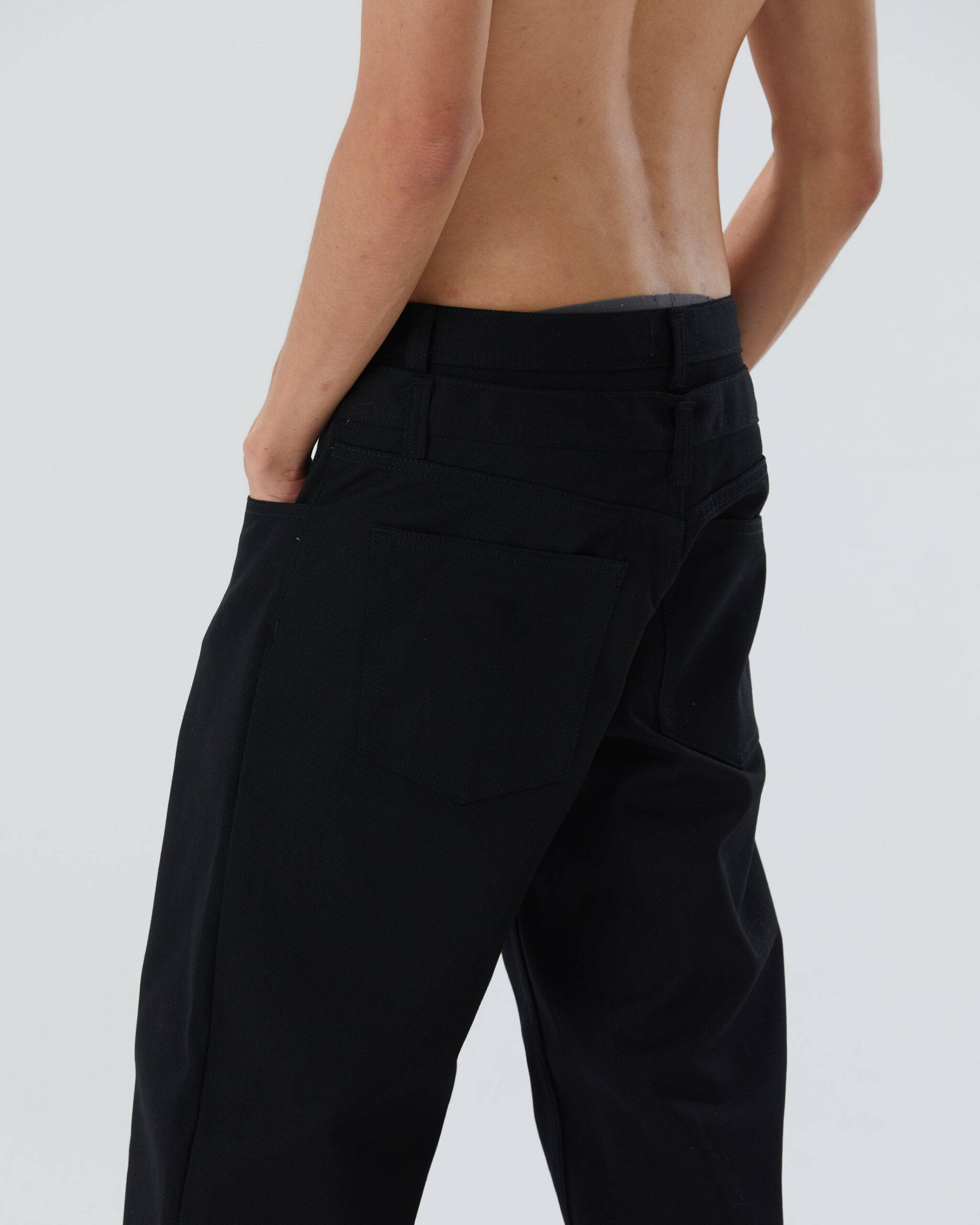 BLACK DOUBLE WAISTED DENIM - Leisure Projects